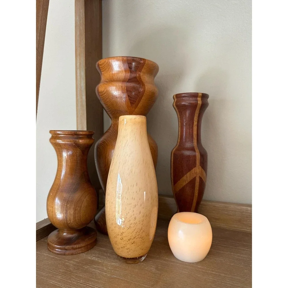 Vintage Hand Blown Amber Glass Vase 7 Inch - MCM Decor